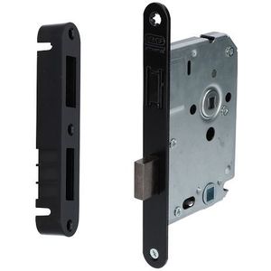 Nemef magneet toilet-badkamer slot 1264/73 met zwarte voorplaat inclusief sluitkom 1269/73