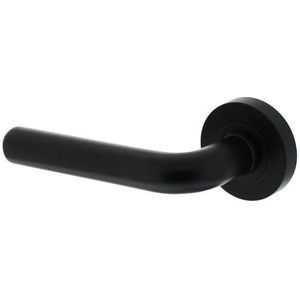 Intersteel enkele deurklink links Agatha op ronde rozet 53x8mm met nokken mat zwart