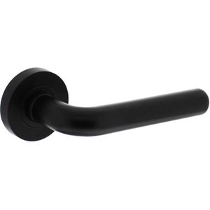 Intersteel enkele deurklink rechts Agatha op ronde rozet 53x8mm met nokken mat zwart