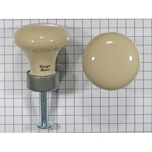 Porseleinen knop ivoor 30 mm met blank ijzeren voet