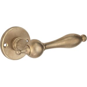 Deurklink op ongeveerd rozet Barock/facet messing antiek