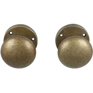 Draaiknopset voor deur, brons antiek