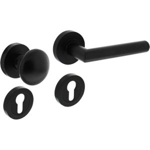 Intersteel wisselgarnituur rechts Bastian op rond rozet + pc-plaatjes zwart