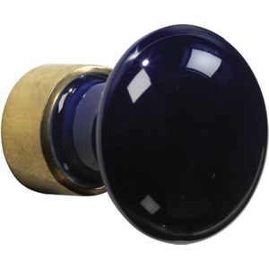 Meubelknop Paddenstoel porselein 30mm messing ongelakt/blauwsevres