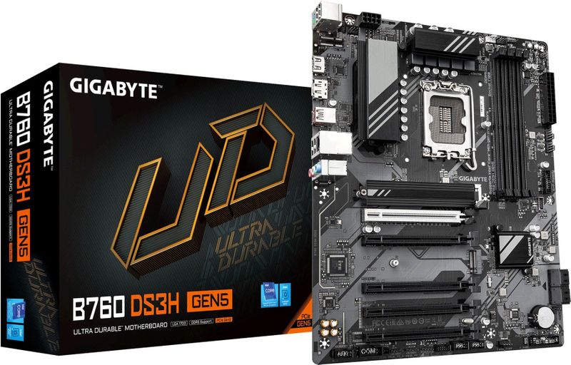 Gigabyte B760 DS3H Gen 5 - Moederbord - Ondersteunt Intel Core 14e generatie CPU's - Tot 5600MHz DDR5