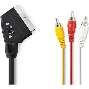 Nedis Verloop, SCART(m) > 3x RCA (m), 2m,Schakelbaar, BK