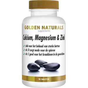 Golden Naturals Calcium, Magnesium & Zink (90 vegetarische tabletten)