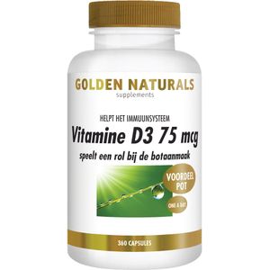 Golden Naturals Vitamine D3 75 mcg (360 softgel capsules)