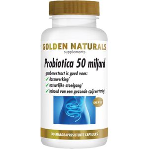 Golden Naturals Probiotica 50 miljard (30 veganistische maagsapresistente capsules)