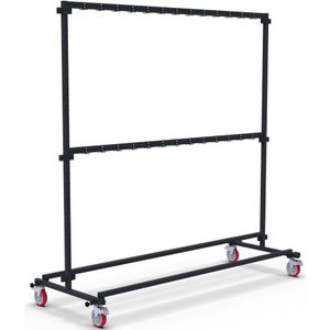 Kapstok - Zwart - 2m - Met 104 Haakjes - Verplaatsbaar Op Wielen