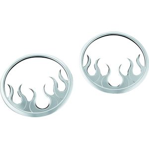 Kuryakyn Flame Speaker Grills For 14-Up Touring Models Chrome - 7374