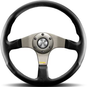 Momo Tuner Steering Wheel 350 mm - Black Leather/Red Stitch/Black Spokes - TUN35BK0B