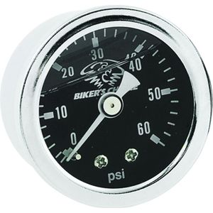 Bikers Choice Black Face Liquid Filled Oil Pressure Gauge 0-60 Psi 1/8 NPT - 210079