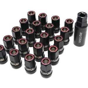 Wheel Mate Muteki HR38 Open End Lug Nuts 12x1.25 Titanium Chrome / Red Ring - HR3805TR