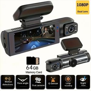 M8-D8 Dual/Single Camera Auto Dashcam met 1080P HD Video, Nachtzicht, Bewegingsdetectie, Loop Recording, 32GB/64GB Opslag, Duurzame Plastic Behuizing,