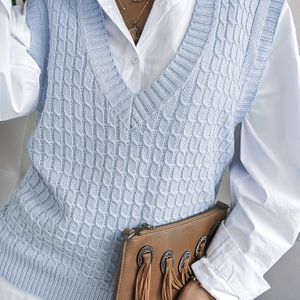 V-hals Vest Trui voor Vrouwen - 100% Acryl, Rekbaar en Lichtgewicht 200gsm, Elegante Kleur Casual Buitenkleding voor Lente/Herfst, Plus Size Geschikt