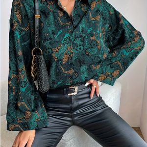 Shirt Met Knopen Aan De Voorkant, Paisley-print, Met Lange Mouwen Voor Lente En Herfst, Dameskleding