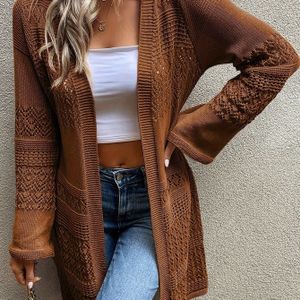 Hollow-out Off-shoulder Cardigan Sweater