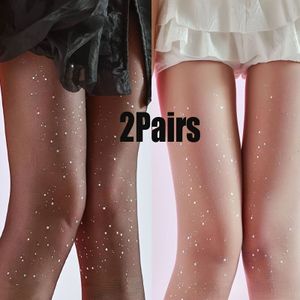 2 Paar Glitter Panty's, Sprankelende Pailletten Zwarte Panty voor Lente en Herfst, Veelzijdige Leggings | Grillige Mode | Afwerking
