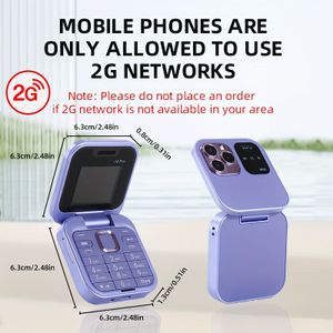 Nieuwe Mini-telefoon 2G-netwerk, langdurige 1000mAh-batterij, Dual-SIM-kaartsleuf, onbeveiligde opklapbare telefoon, compact draagbaar klein telefoonreistelefoon beste cadeau