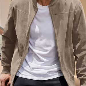 lichtgewicht vintage-stijl met ritssluiting - Olijfgroen, Casual lange mouw Cardigan met voorzakken, Polyester, Ideaal voor lente & herfst, Veelzijdige jas|Vintage Cardigan|Lichte jas