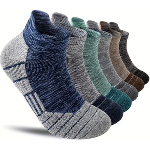 6 paar wandel- en hardloopsokken van merinowol, werksokken voor mannen en vrouwen, compressie, ondersteuning, zweetabsorberend, ademend, dik, kussen, laag, onzichtbare sokken voor festivalcadeau