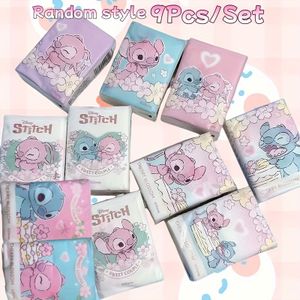 9-delige set Stitch bedrukte zakdoekjes - draagbare kleine tas tissue servetten