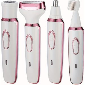 4-in-1 Elektrische Scheerapparaat voor Vrouwen, Roestvrijstalen Mes, Oplaadbare Batterij, 600mAh, USB Opladen, Volledig Lichaam Bikini Trimmer voor Benen, Armen en Oksels