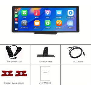 PODOFO Draadloze CarPlay Scherm voor Auto, 10, 26 Inch IPS Draagbare Draadloze Autoradio met Carplay -Link OTA GPS Si-ri Aux, 7-32V voor Vrachtwagens, SUV's, Auto's, Campers, Zonder Batterij