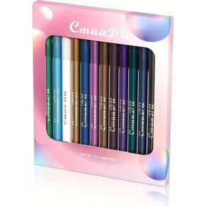 CMAADU 12-delige Waterdichte Oogpotlood Set - Zweetbestendig, Transferbestendig, Glitterende Oogschaduw & Highlighter Kit voor Beginners
