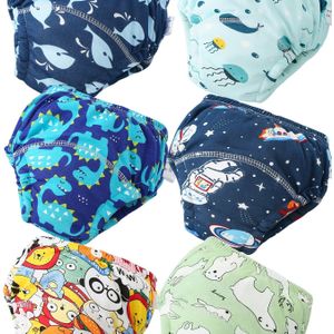 6-Pack Baby Jongen Training Broekjes | Wasbare Stoffen Luiers met Lichte Stretch, Bloemenpatroon, Pasvorm