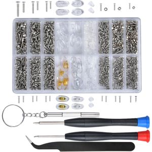1000-delige Brillenreparatieset, Brilprecisieschroevendraaierset Met Neuspads, Schroeven Pincet Schroevendraaier Kleine Microschroeven Moeren Assortiment Roestvrijstalen Schroeven