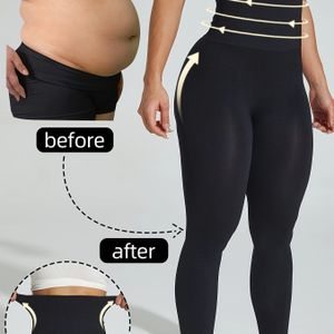 Zwarte High-Waisted Yoga Broek met Buikcontrole - Ontworpen voor Gewichtsverlies, Lift, Gemaakt van Stretchy Nylon, Ondoorzichtig, Perfect voor Workouts en Casual Dagen.