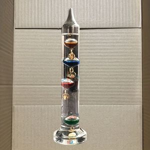 Cilindrische Multikleur Zwemmende Glazen Bol Thermometer - Ambachtelijke Sensorische Temperatuurmeter met Dichtheidsolie (Opmerking: Interne Vloeistof)