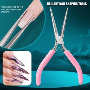 Nagelvormende pincet met anti-allergische roze handgreep - Roestvrijstalen, geschikt voor perfecte nagellak en extensie, comfortabele greep