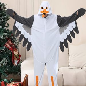 Volwassen Heren Fleece-Gevoerde Cartoon Onesie Pyjama Set, Herfst en Winter Dikke Dieren Onesie Pyjama, Vleermuismouwen Hooded Warme Badjas, Badjas, Halloween Kostuum, Kerstfeest Kleding