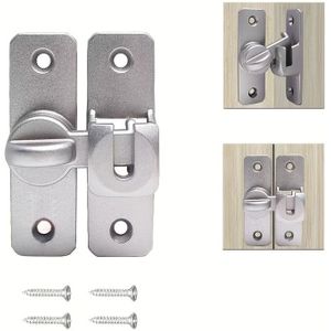 Alloy 90° Sliding Pin Lock - No Drilling Required, Anti-theft Door Latch For Bathrooms & Closets, Nickel , Corrosion-resistant, , Secure Guard Design, Locking Bathroom Storage