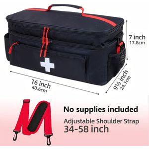 Nood Medische Tas | Schouderriem, 16"x9.5"x7", Reis EHBO Kit Organizer voor Auto, Thuis, Kantoor, Buiten (Benodigdheden Niet Inbegrepen)
