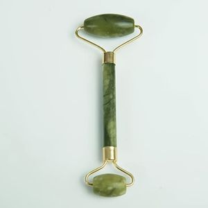 Groene Nep-Jade Gezichtsroller met Gouden Metalen Handvat - Dubbelkopige Massagehulpmiddel voor , Gezicht & Nek - Huidverzorging Schoonheidsroller voor Ontspanning en Verjonging, Gezichtsmassager