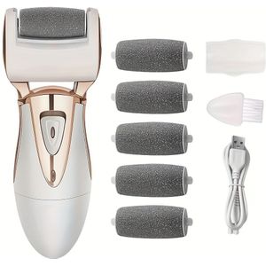 Elektrische Eeltverwijderaar, Oplaadbare Voetvijl Pedicure Gereedschap met 5 Vervangbare Slijpkoppen, Cadeau voor Vaderdag