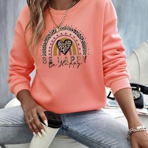Vrouwelijk Elegante Geometrische Hart Print Crew Neck Sweatshirt - 95% Polyester 5% Elastane Gebreid Pullover voor Alle Seizoenen