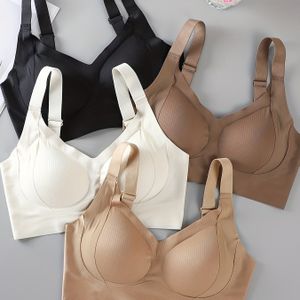 4 stuks Elegante Naadloze Sportbeha's voor Vrouwen - Ademend, Licht Beige, Zacht & Comfortabel voor Casual Kleding