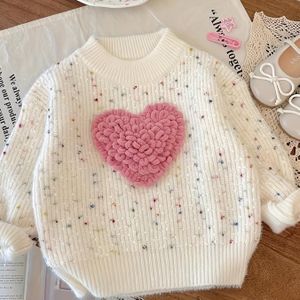 Kinderen Hartvormige Top voor Kleine Meisjes, Koreaanse Stijl Gebreide Trui voor Kerstmis