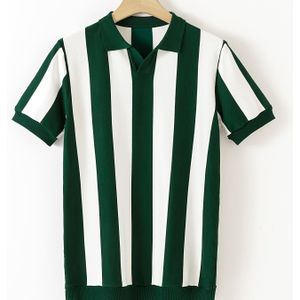 Heren gestreepte korte mouw shirt voor lente en zomer, geschikt voor jonge en middelbare leeftijdse professionals, met een stijlvolle kraag voor golf, gebreid