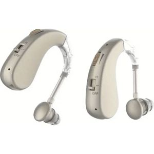 Twee RIKYA Gehoorversterkers met USB-Opladen, Bedieningsspanning tot 36V, Met een Lithium-Polymeer Batterij voor Verbeterde Geluidskwaliteit, Gemakkelijkere Gesprekken