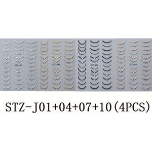 4- Luxe French Manicure Sticker Set, Franse Maanvorm met Strass - Zelfklevende Nagelstickers, Glitterdecoraties, Geschikt voor Vrouwen en DIY Nagelversiering