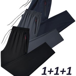 3-Pack Heren Casual Polyester Broeken - Kleur, Niet-Rekbaar, Reguliere Pasvorm, Geweven Stof, Lente/Herfst Seizoen, met Rits Detail