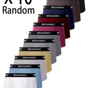 10 stuks Willekeurige Kleuren Herenondergoed, Ademend Casual Met Ultra-Comfortabele Elastische Tailleband, Stijlvol Minimalistisch Design en Monochrome Letterprint