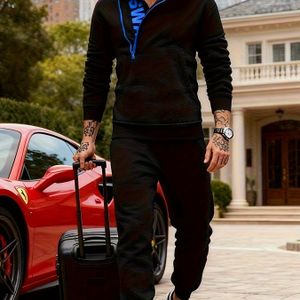 Tweedelige Trainingspak met Ritsprint en Capuchon voor Heren | RISKROLE, Regular Fit, Lange Mouwen, Lente/Herfst Seizoen