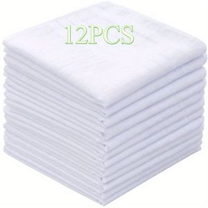 12 Stuks Heren Zakdoeken 100% Katoen Wit Gestreept Groot Klassiek Zakdoekset, 15,75-inch Wit Zakdoek Volledig Katoen Satijnen Rand Kleur Zakdoek, Zacht En Comfortabel Zakdoek Voor Pakjas